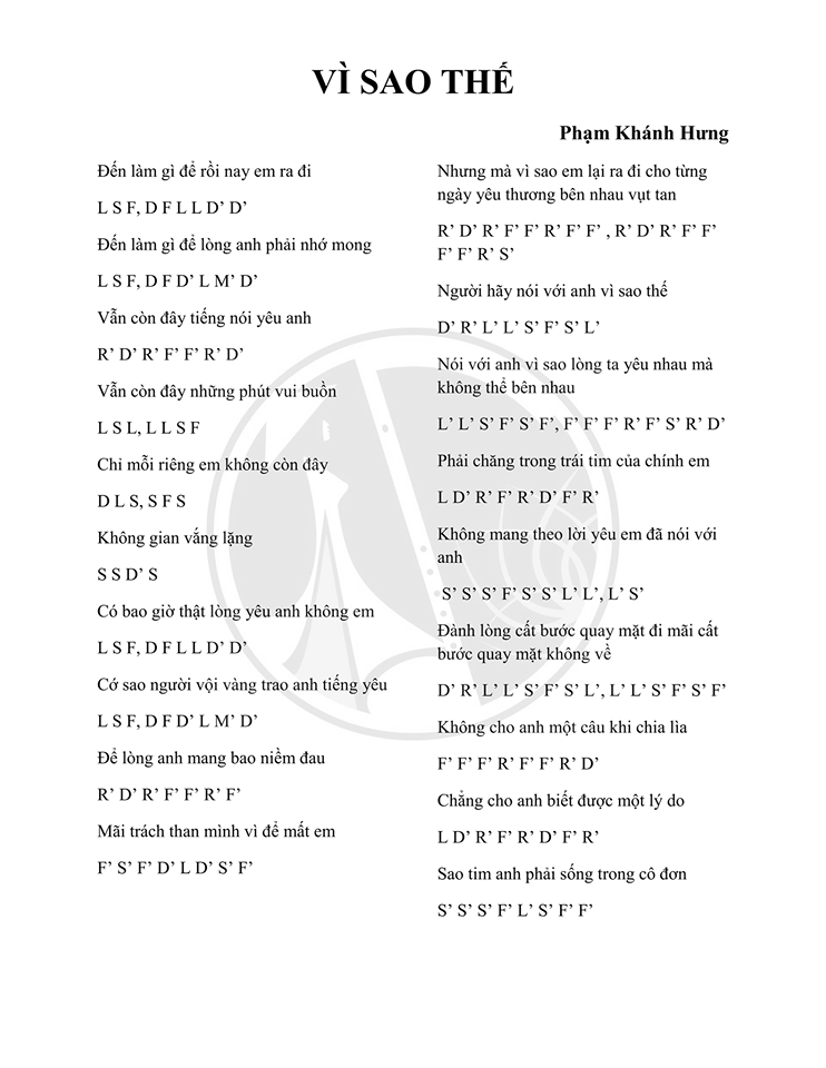 Cảm âm VÌ SAO THẾ - Phạm Khánh Hưng