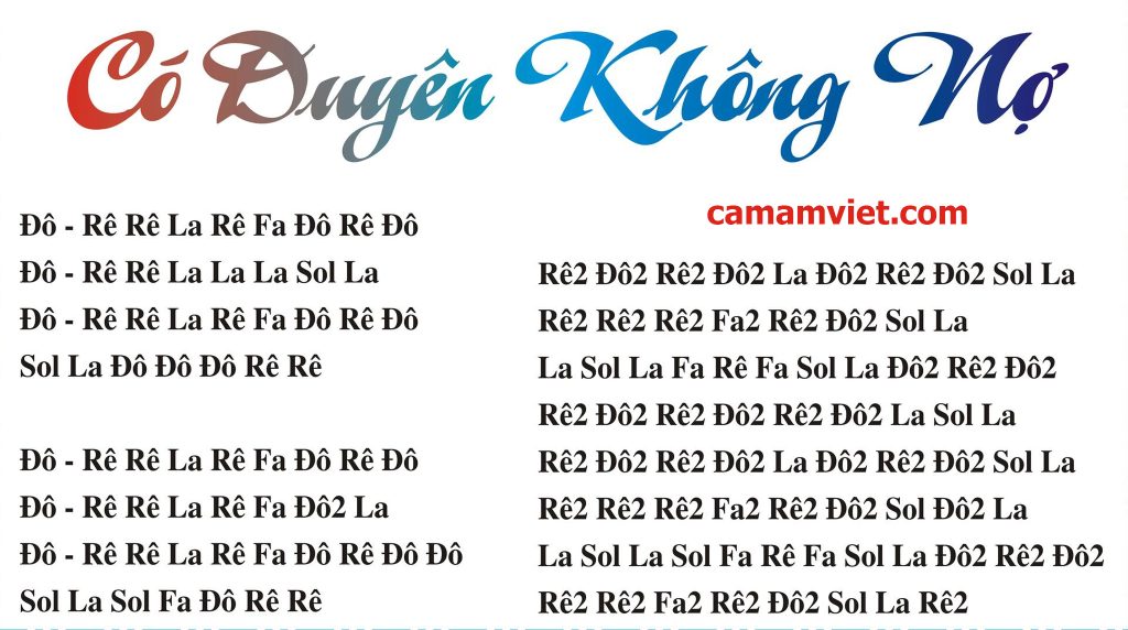 Cảm âm CÓ DUYÊN KHÔNG NỢ