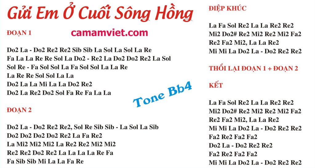 Cảm âm GỬI EM Ở CUỐI SÔNG HỒNG | Tone Bb4
